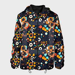 Куртка с капюшоном мужская Разноцветные круги и кольца, цвет: 3D-черный