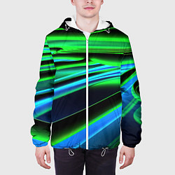 Куртка с капюшоном мужская Green geometry abstract, цвет: 3D-белый — фото 2