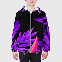 Куртка с капюшоном мужская Floral composition - neon, цвет: 3D-белый — фото 2