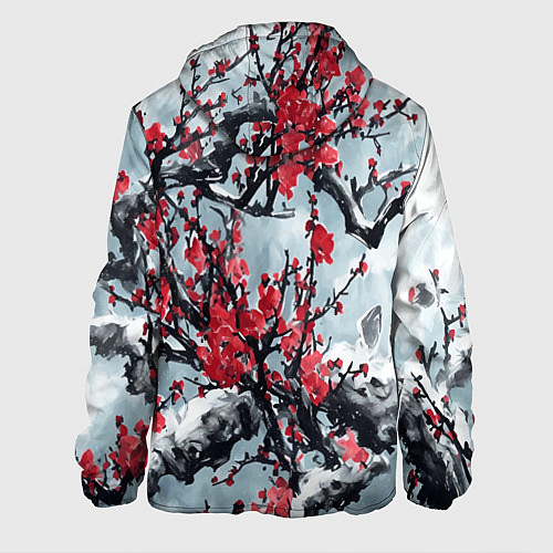 Мужская куртка Лепестки цветущей вишни - сакура / 3D-Черный – фото 2