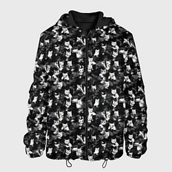 Куртка с капюшоном мужская Камуфляж с котиками, цвет: 3D-черный