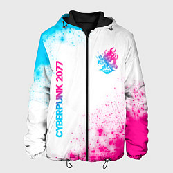 Мужская куртка Cyberpunk 2077 neon gradient style: надпись, симво