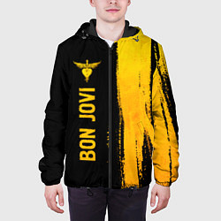 Куртка с капюшоном мужская Bon Jovi - gold gradient: по-вертикали, цвет: 3D-черный — фото 2