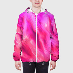 Куртка с капюшоном мужская Pink abstract texture, цвет: 3D-белый — фото 2