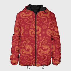 Куртка с капюшоном мужская Dragon red pattern, цвет: 3D-черный