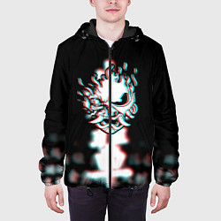 Куртка с капюшоном мужская Samurai glitch cyberpunk city, цвет: 3D-черный — фото 2