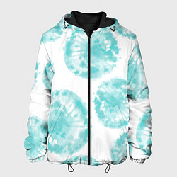 Куртка с капюшоном мужская Акварельные голубые био формы, цвет: 3D-черный