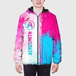 Куртка с капюшоном мужская Aerosmith neon gradient style: по-вертикали, цвет: 3D-черный — фото 2