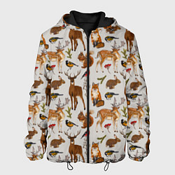 Куртка с капюшоном мужская Лесные животные, цвет: 3D-черный