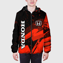 Куртка с капюшоном мужская Honda - красная абстракция, цвет: 3D-черный — фото 2