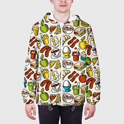 Куртка с капюшоном мужская Завтрак - цветной, цвет: 3D-белый — фото 2