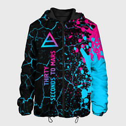 Куртка с капюшоном мужская Thirty Seconds to Mars - neon gradient: по-вертика, цвет: 3D-черный