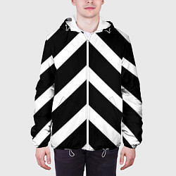 Куртка с капюшоном мужская Черно-белые полoсы, цвет: 3D-белый — фото 2