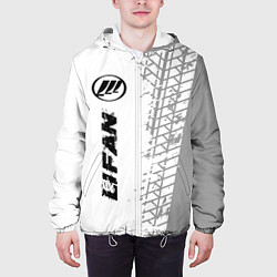 Куртка с капюшоном мужская Lifan speed на светлом фоне со следами шин: по-вер, цвет: 3D-белый — фото 2
