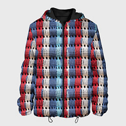 Куртка с капюшоном мужская Вязаный узор разноцветные вертикальные полосы, цвет: 3D-черный