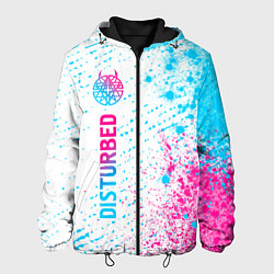 Куртка с капюшоном мужская Disturbed neon gradient style: по-вертикали, цвет: 3D-черный