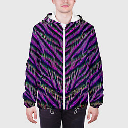 Куртка с капюшоном мужская Mirror abstraction - neural network, цвет: 3D-белый — фото 2