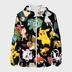 Куртка с капюшоном мужская Пикачу и другие покемоны, цвет: 3D-белый