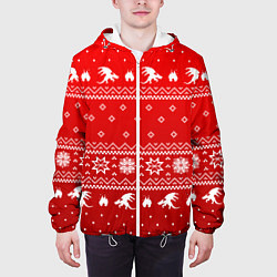 Куртка с капюшоном мужская Свитер с драконами - паттерн, цвет: 3D-белый — фото 2