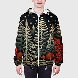 Куртка с капюшоном мужская Новогоднее настроение лес, цвет: 3D-белый — фото 2