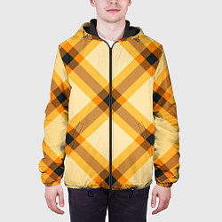 Куртка с капюшоном мужская Желтая шотландская клетка, цвет: 3D-черный — фото 2
