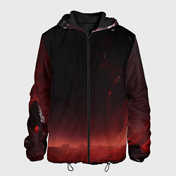 Куртка с капюшоном мужская Красно черная космическая планета, цвет: 3D-черный