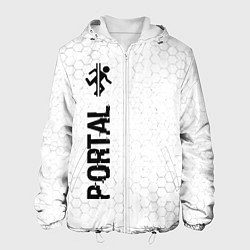 Куртка с капюшоном мужская Portal glitch на светлом фоне по-вертикали, цвет: 3D-белый