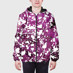 Куртка с капюшоном мужская Абстракция - круги на пурпурном, цвет: 3D-черный — фото 2
