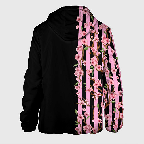 Мужская куртка Сакура и полосы / 3D-Черный – фото 2