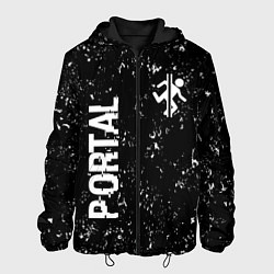 Куртка с капюшоном мужская Portal glitch на темном фоне вертикально, цвет: 3D-черный