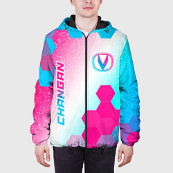 Куртка с капюшоном мужская Changan neon gradient style вертикально, цвет: 3D-черный — фото 2