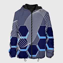 Куртка с капюшоном мужская Электромагнитные шестиугольники, цвет: 3D-черный