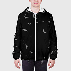 Куртка с капюшоном мужская Летучие мыши на черном небе, цвет: 3D-белый — фото 2