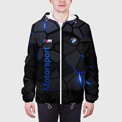 Куртка с капюшоном мужская BMW - плиты с эффектом свечения, цвет: 3D-белый — фото 2