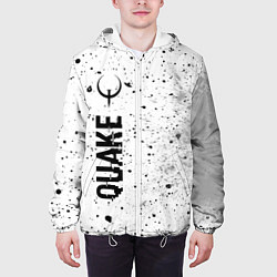 Куртка с капюшоном мужская Quake glitch на светлом фоне по-вертикали, цвет: 3D-белый — фото 2