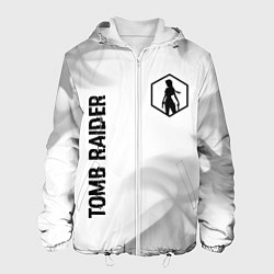 Куртка с капюшоном мужская Tomb Raider glitch на светлом фоне вертикально, цвет: 3D-белый