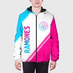 Куртка с капюшоном мужская Ramones neon gradient style вертикально, цвет: 3D-черный — фото 2