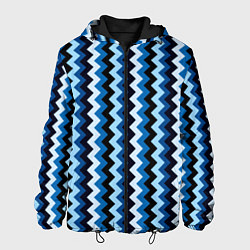 Куртка с капюшоном мужская Ломаные полосы синий, цвет: 3D-черный