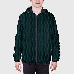 Куртка с капюшоном мужская Тёмно-зелёный полосатый, цвет: 3D-черный — фото 2