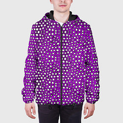 Куртка с капюшоном мужская Белые пузырьки на фиолетовом фоне, цвет: 3D-черный — фото 2