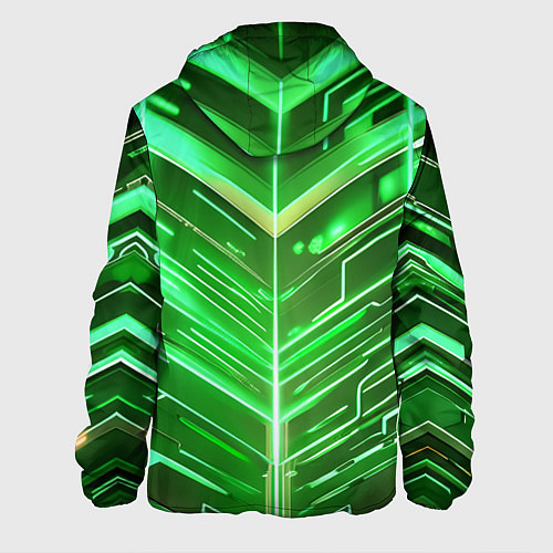 Мужская куртка Зелёные неон полосы киберпанк / 3D-Черный – фото 2