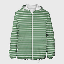 Куртка с капюшоном мужская Светло-зелёный полосы, цвет: 3D-белый