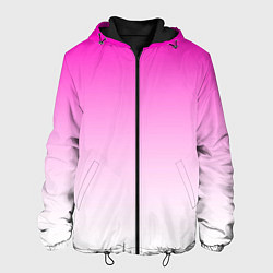 Куртка с капюшоном мужская Розово-белый градиент, цвет: 3D-черный