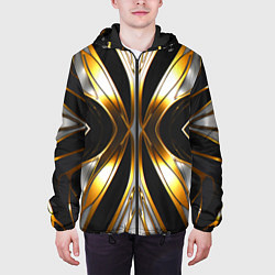 Куртка с капюшоном мужская Неоновый узор стальная бабочка, цвет: 3D-черный — фото 2
