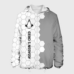 Куртка с капюшоном мужская Assassins Creed glitch на светлом фоне по-вертикал, цвет: 3D-белый