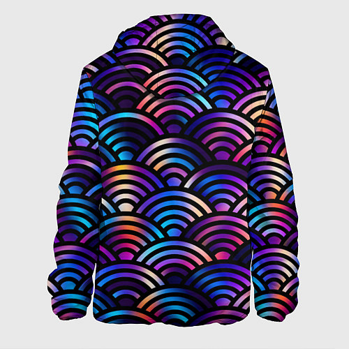 Мужская куртка Разноцветные волны-чешуйки / 3D-Черный – фото 2