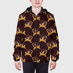 Куртка с капюшоном мужская Крылатый леопардовый кот, цвет: 3D-черный — фото 2