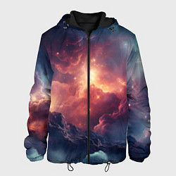 Куртка с капюшоном мужская Космические облака, цвет: 3D-черный