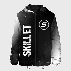 Куртка с капюшоном мужская Skillet glitch на темном фоне вертикально, цвет: 3D-черный
