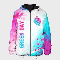 Куртка с капюшоном мужская Green Day neon gradient style вертикально, цвет: 3D-черный